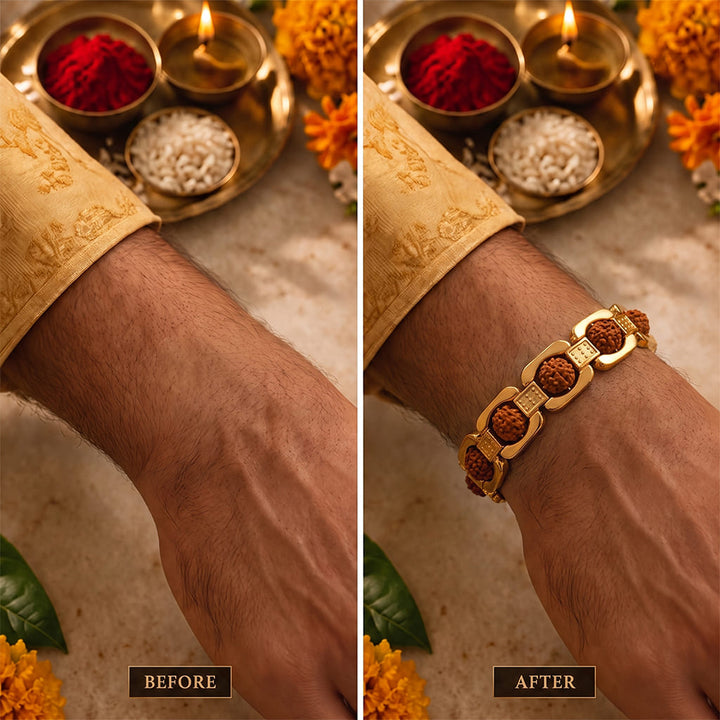 Gold Plated Essential Rudraksha Rakhi