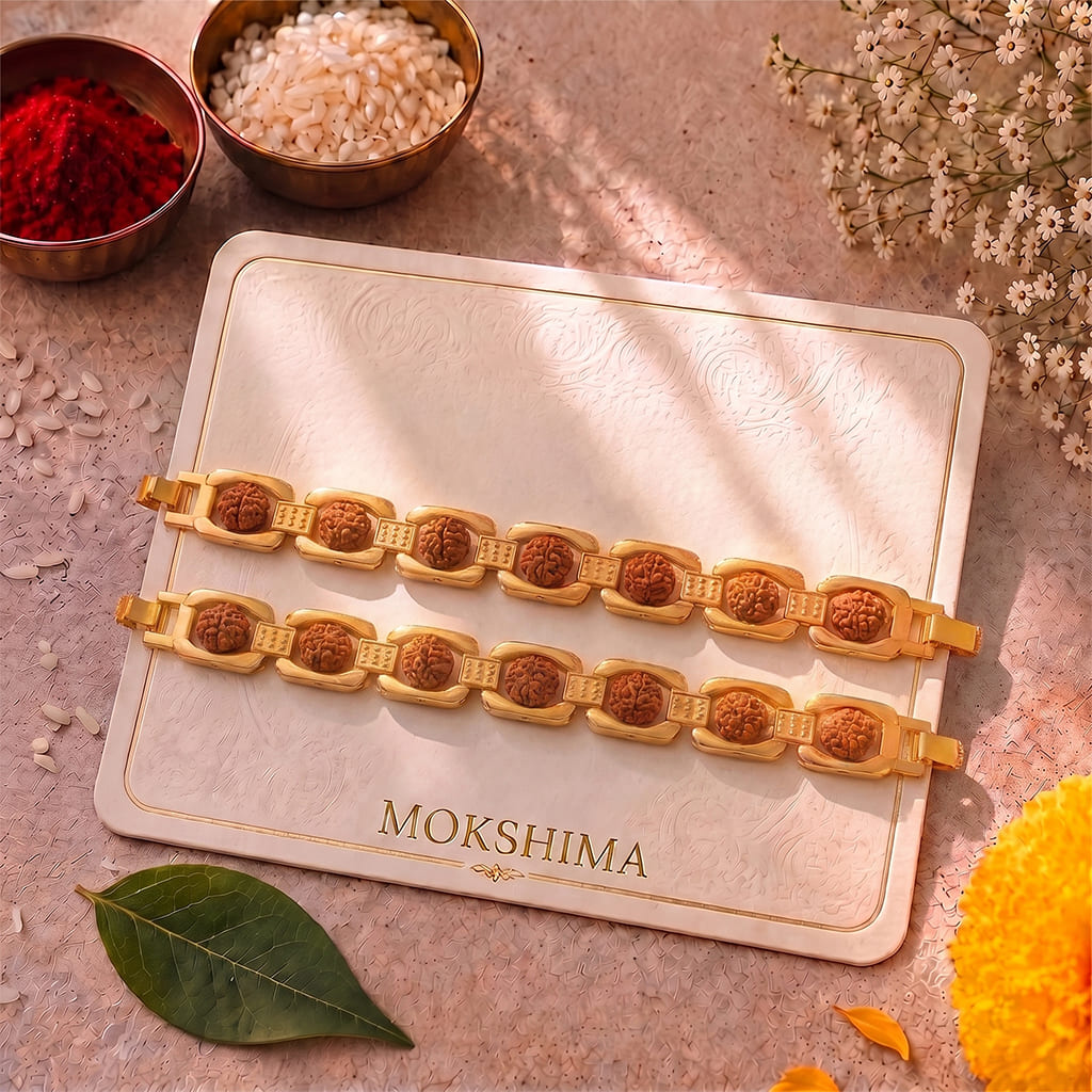 Gold Plated Essential Rudraksha Rakhi