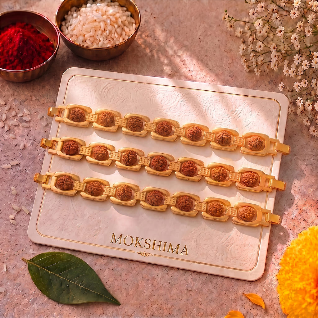 Gold Plated Essential Rudraksha Rakhi