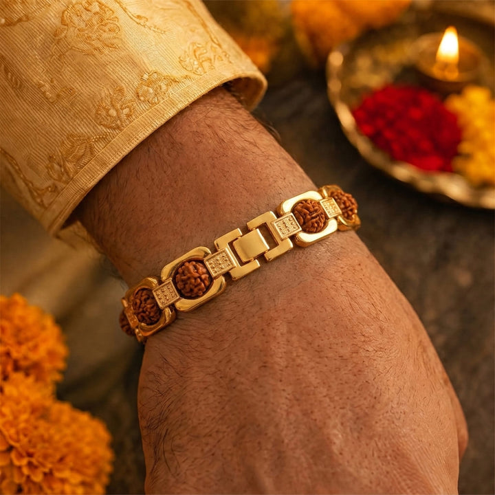 Gold Plated Essential Rudraksha Rakhi