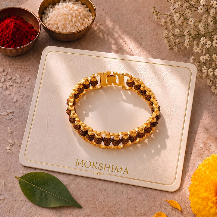 Gold Plated Modern Rudraksha Rakhi