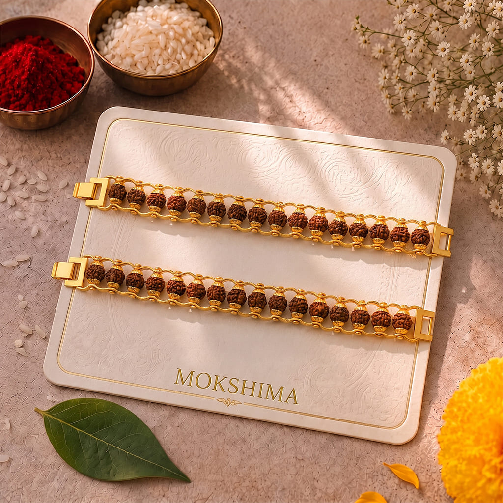 Gold Plated Modern Rudraksha Rakhi
