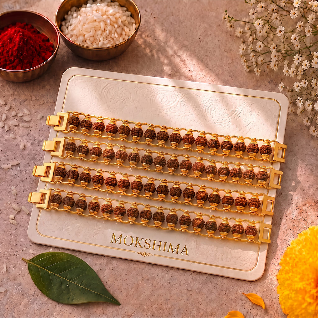 Gold Plated Modern Rudraksha Rakhi