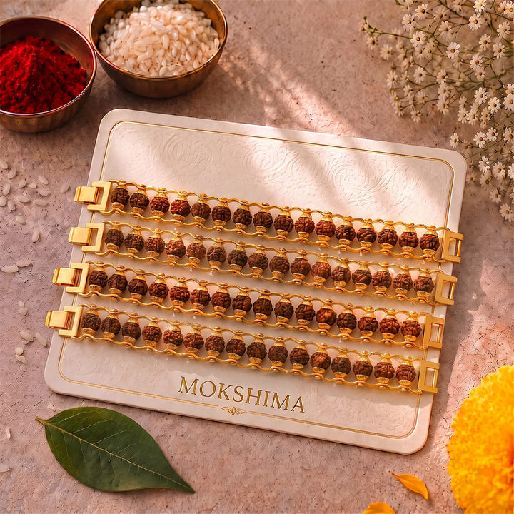 Gold Plated Modern Rudraksha Rakhi