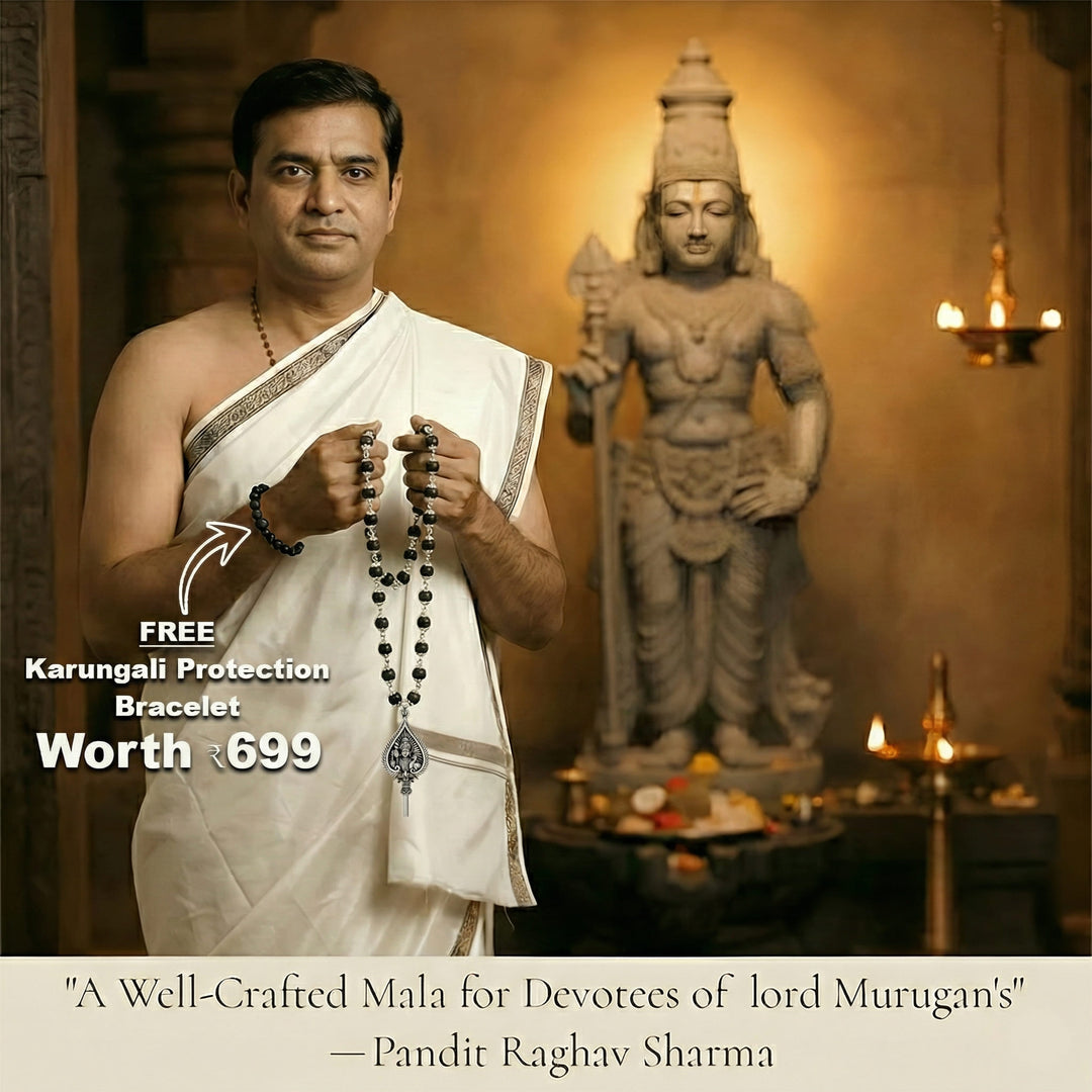 Lord Murugan Shastra Pendant with Original Karungali Malai
