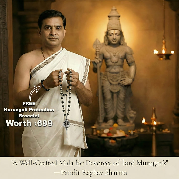 Lord Murugan Shastra Pendant with Original Karungali Malai
