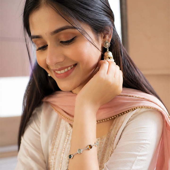 Metal Dhan Yog Bracelet for Women - Silver Plated