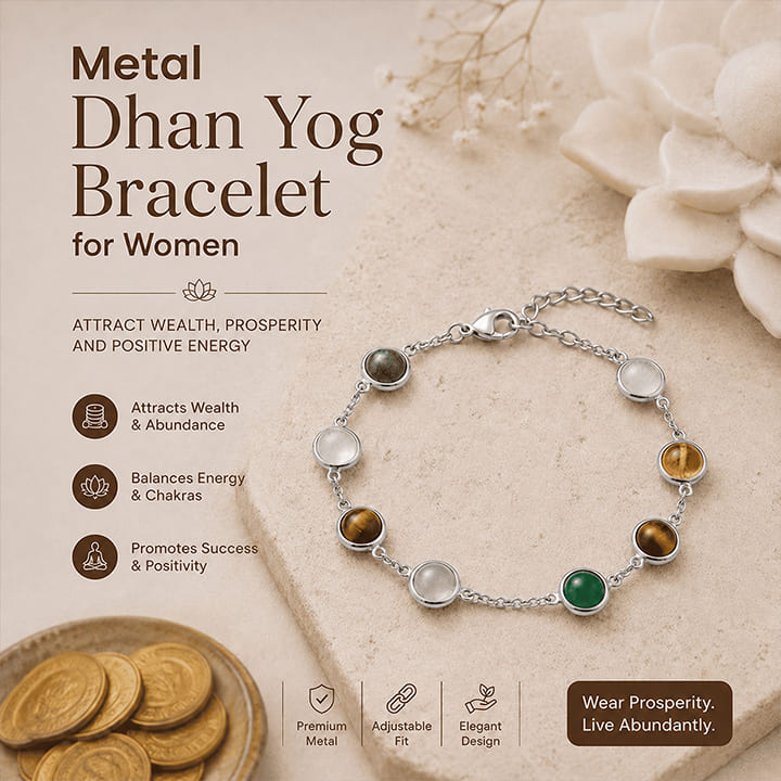 Metal Dhan Yog Bracelet for Women - Silver Plated