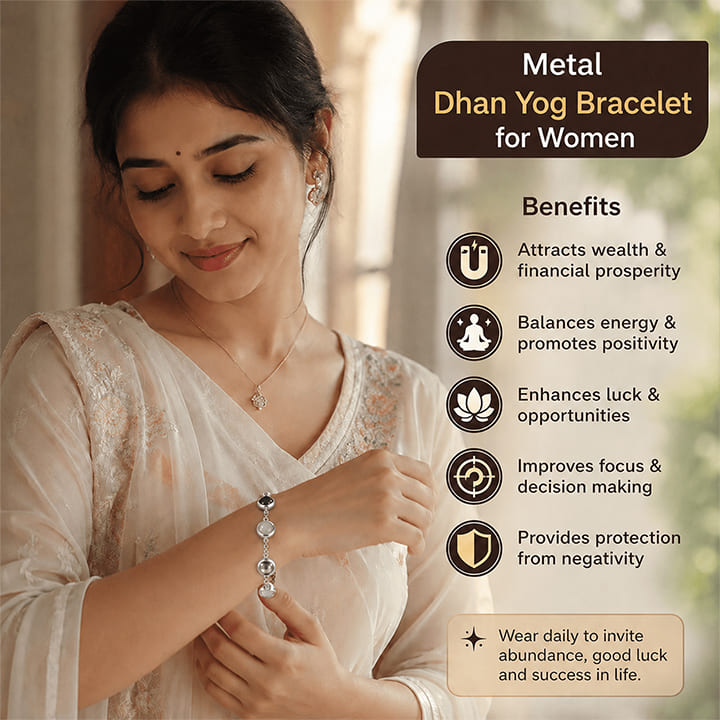 Metal Dhan Yog Bracelet for Women - Silver Plated