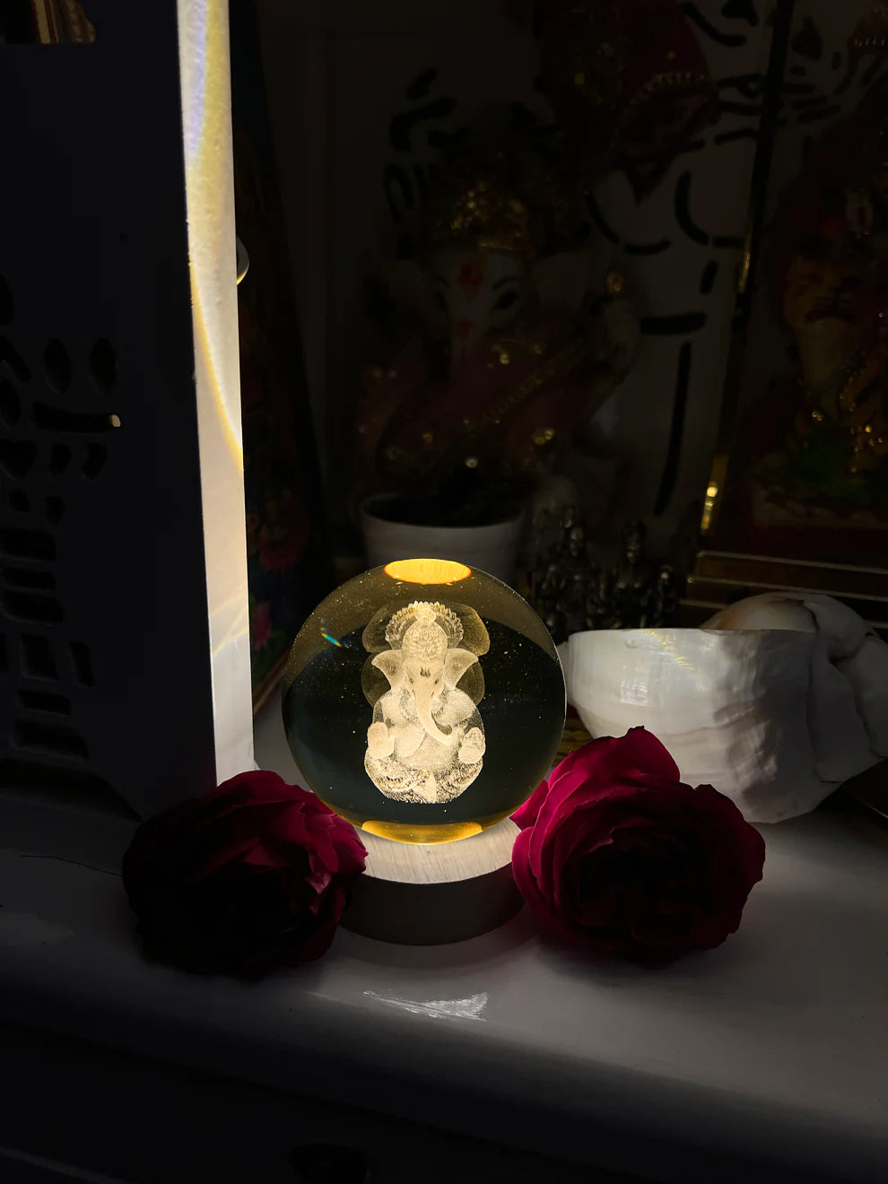 GAJANAN GANESH 3D CRYSTAL BALL LAMP BY MOKSHIMA (FREE 1 YEAR WARRANTY)