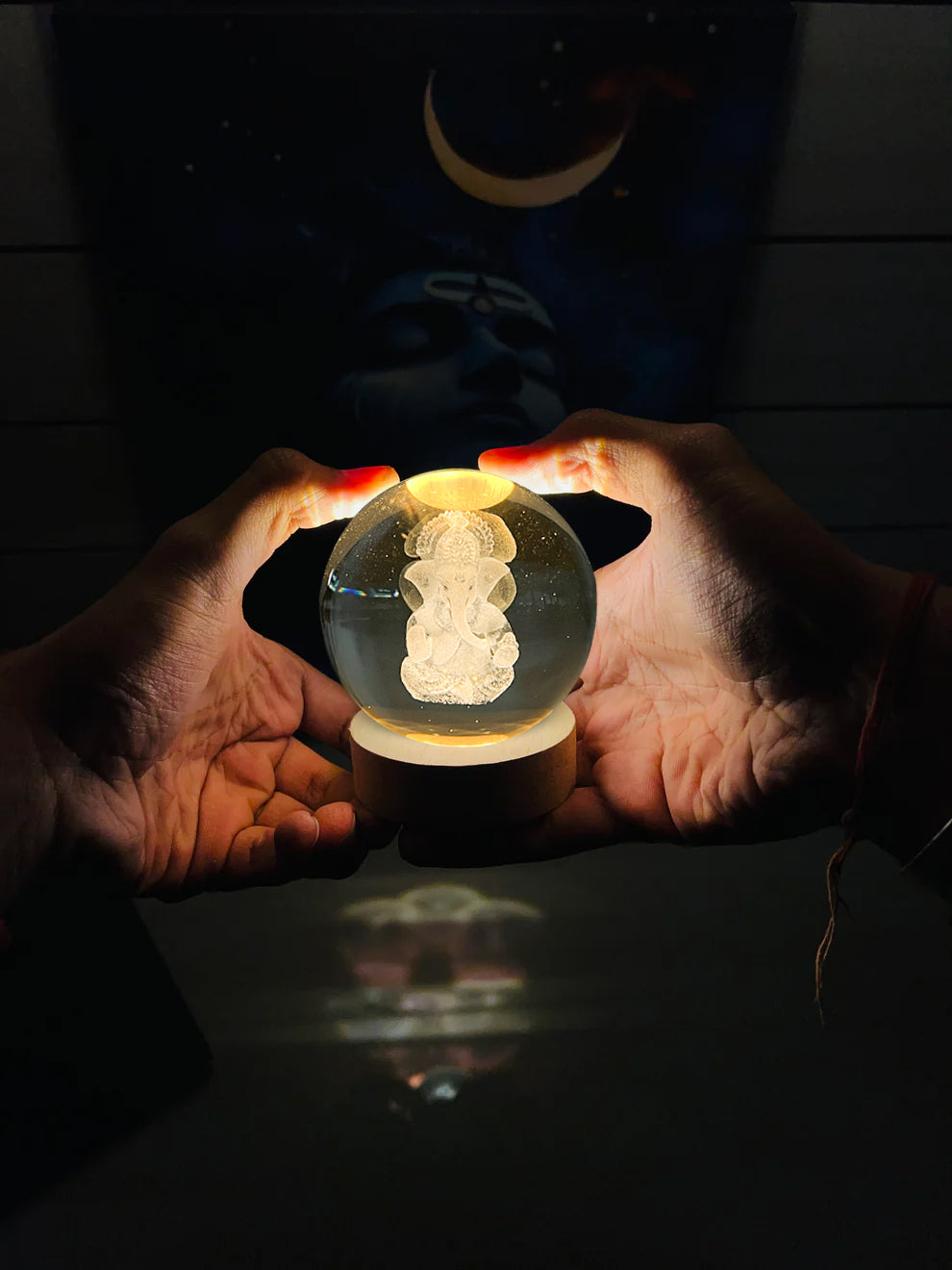 GAJANAN GANESH 3D CRYSTAL BALL LAMP BY MOKSHIMA (FREE 1 YEAR WARRANTY)