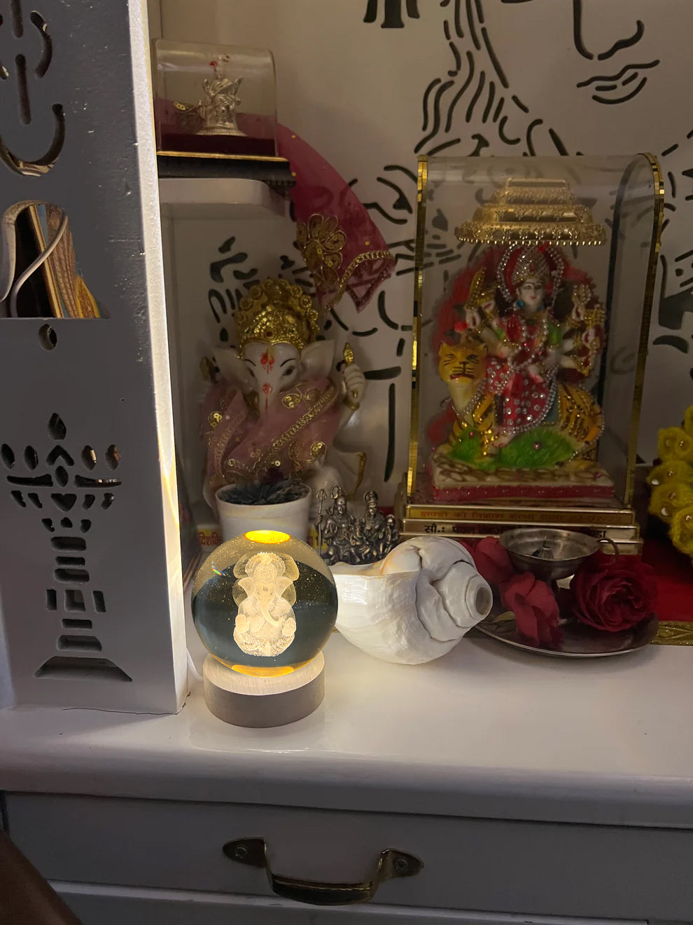 GAJANAN GANESH 3D CRYSTAL BALL LAMP BY MOKSHIMA (FREE 1 YEAR WARRANTY)