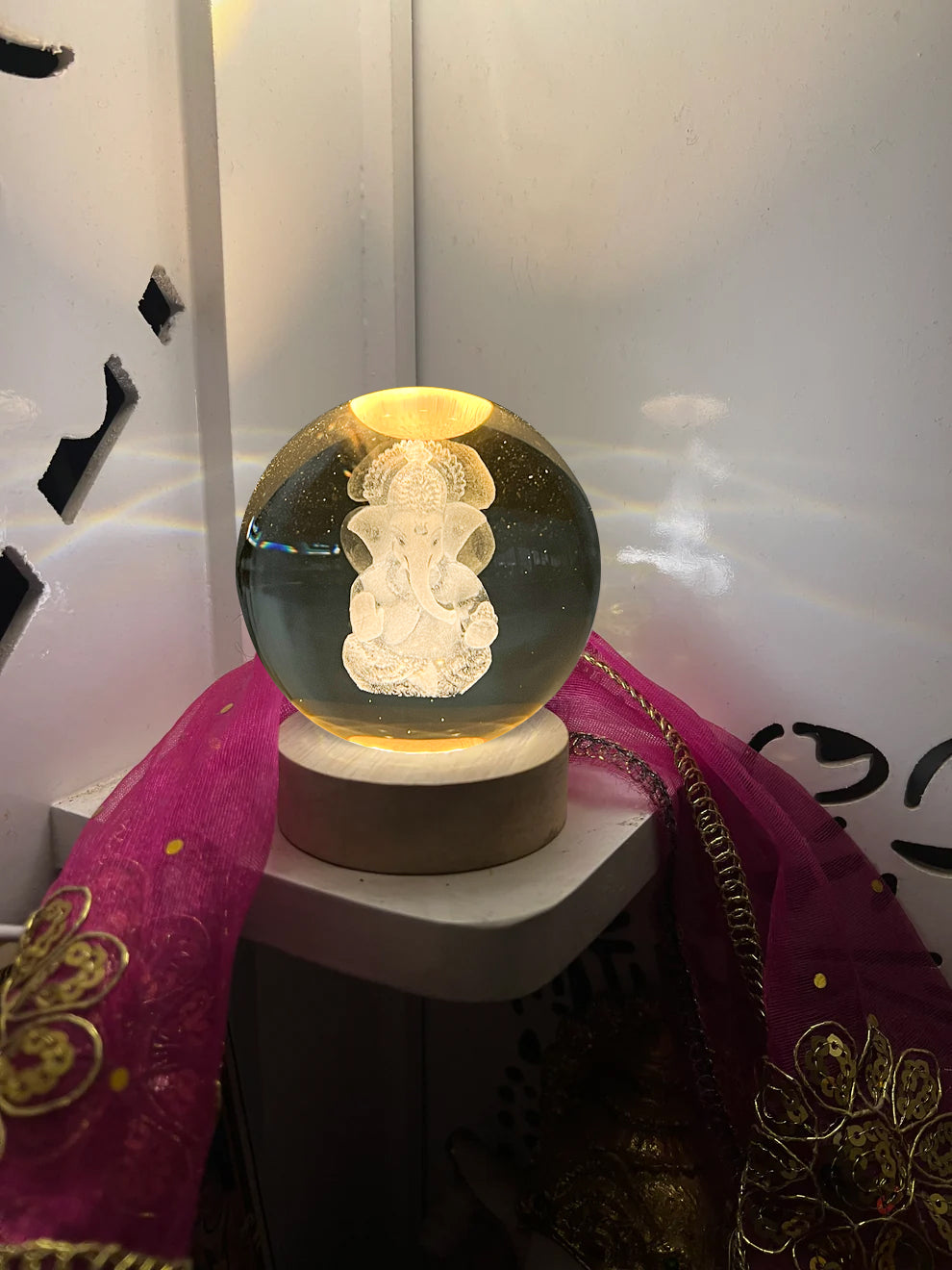 GAJANAN GANESH 3D CRYSTAL BALL LAMP BY MOKSHIMA (FREE 1 YEAR WARRANTY)