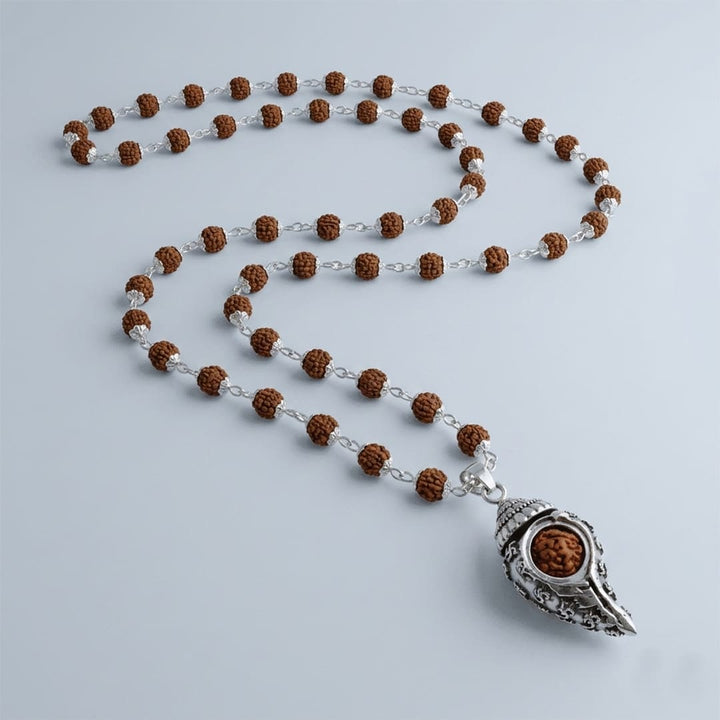 Silver Plated Shiv Shankh Rudraksha Mala