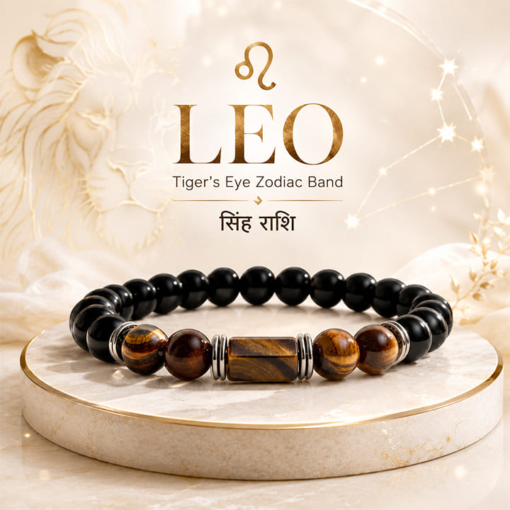 Tiger's Eye Zodiac Band – Leo (सिंह राशि)