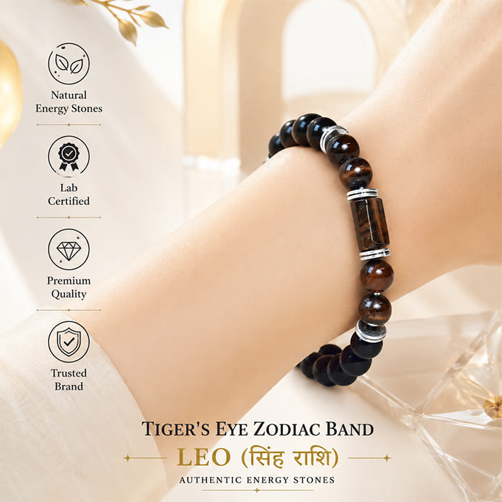 Tiger's Eye Zodiac Band – Leo (सिंह राशि)