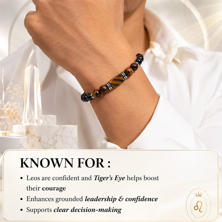 Tiger's Eye Zodiac Band – Leo (सिंह राशि)