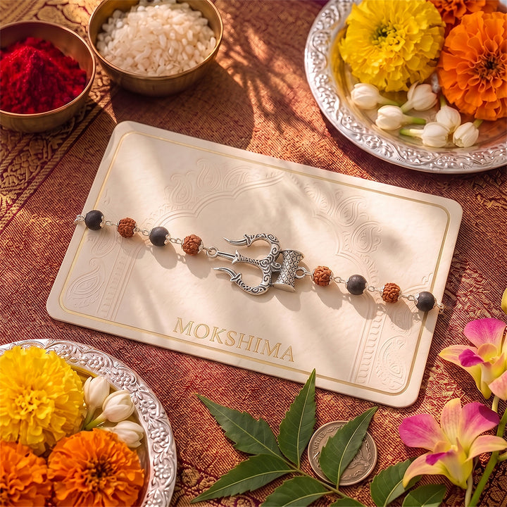 Trishool Karungali Rudraksha Rakhi
