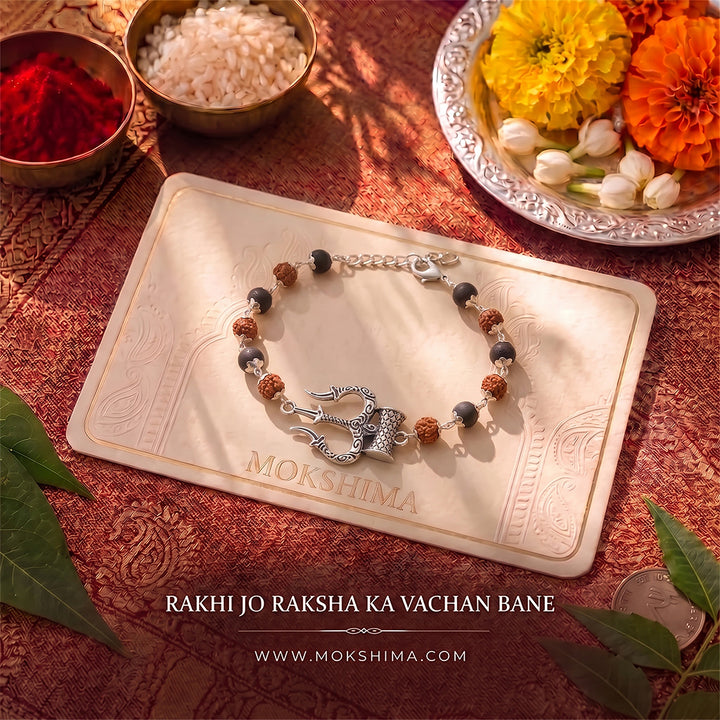 Trishool Karungali Rudraksha Rakhi