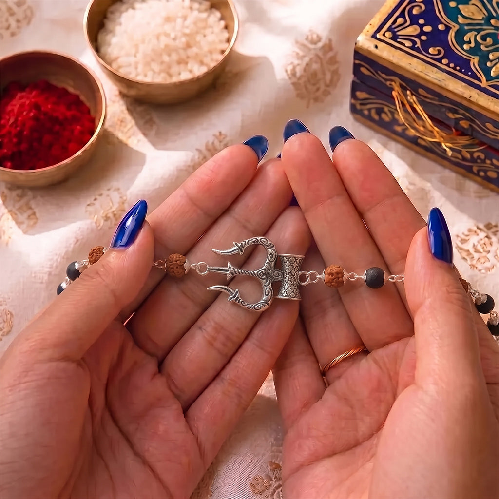 Trishool Karungali Rudraksha Rakhi
