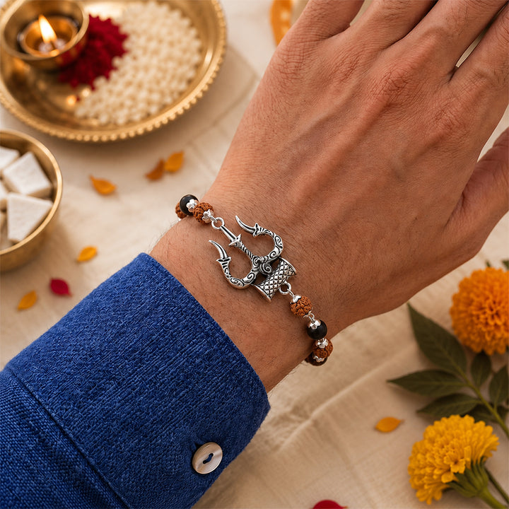 Trishool Karungali Rudraksha Rakhi