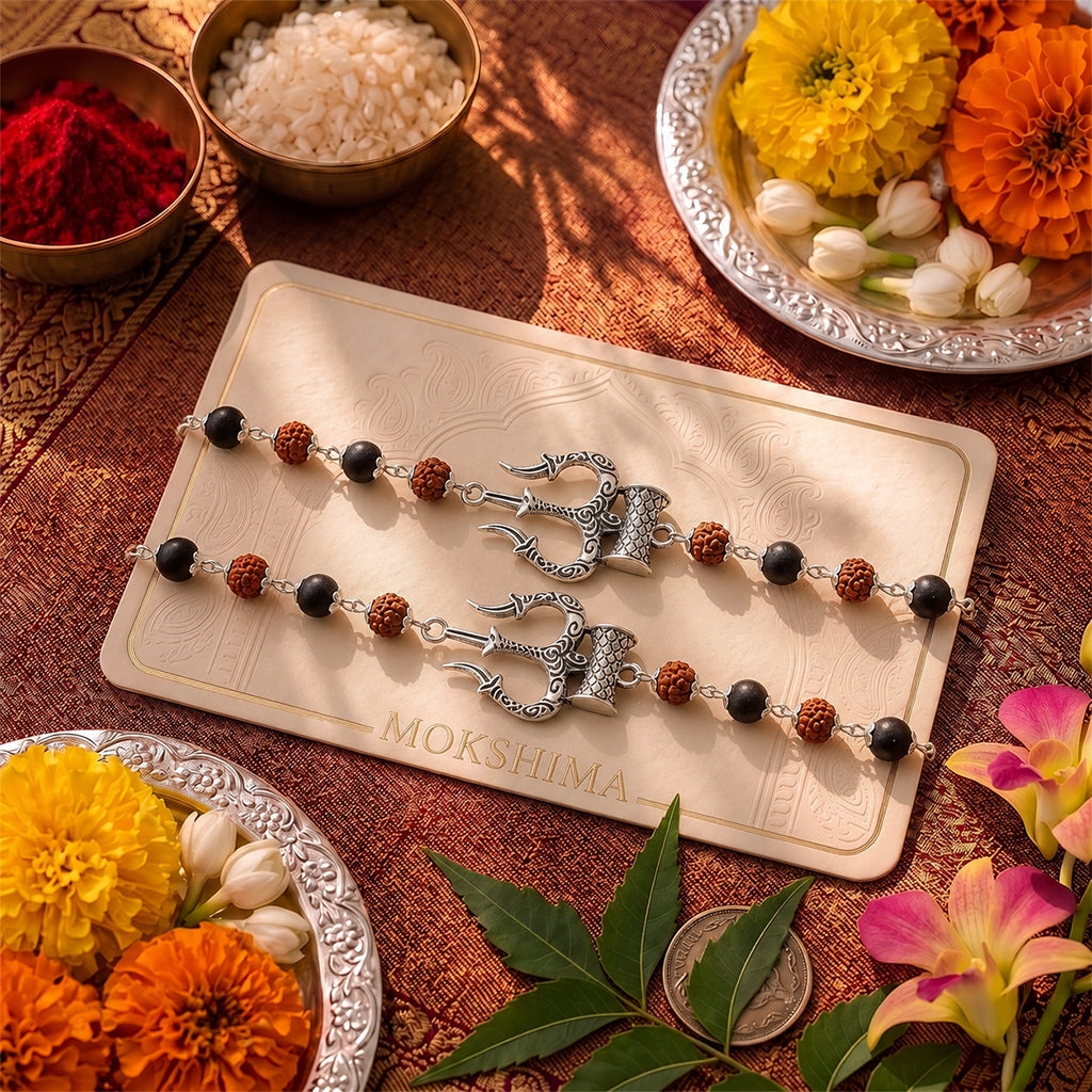 Trishool Karungali Rudraksha Rakhi