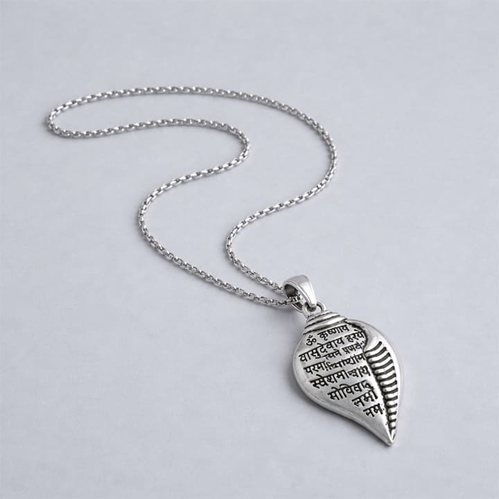 Krishna Vasudevaya Mantra Shankh Pendant Necklace