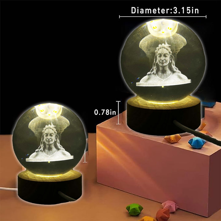 Adiyogi 3D Crystal Ball Lamp By Mokshima (FREE 1 YEAR WARRANTY)