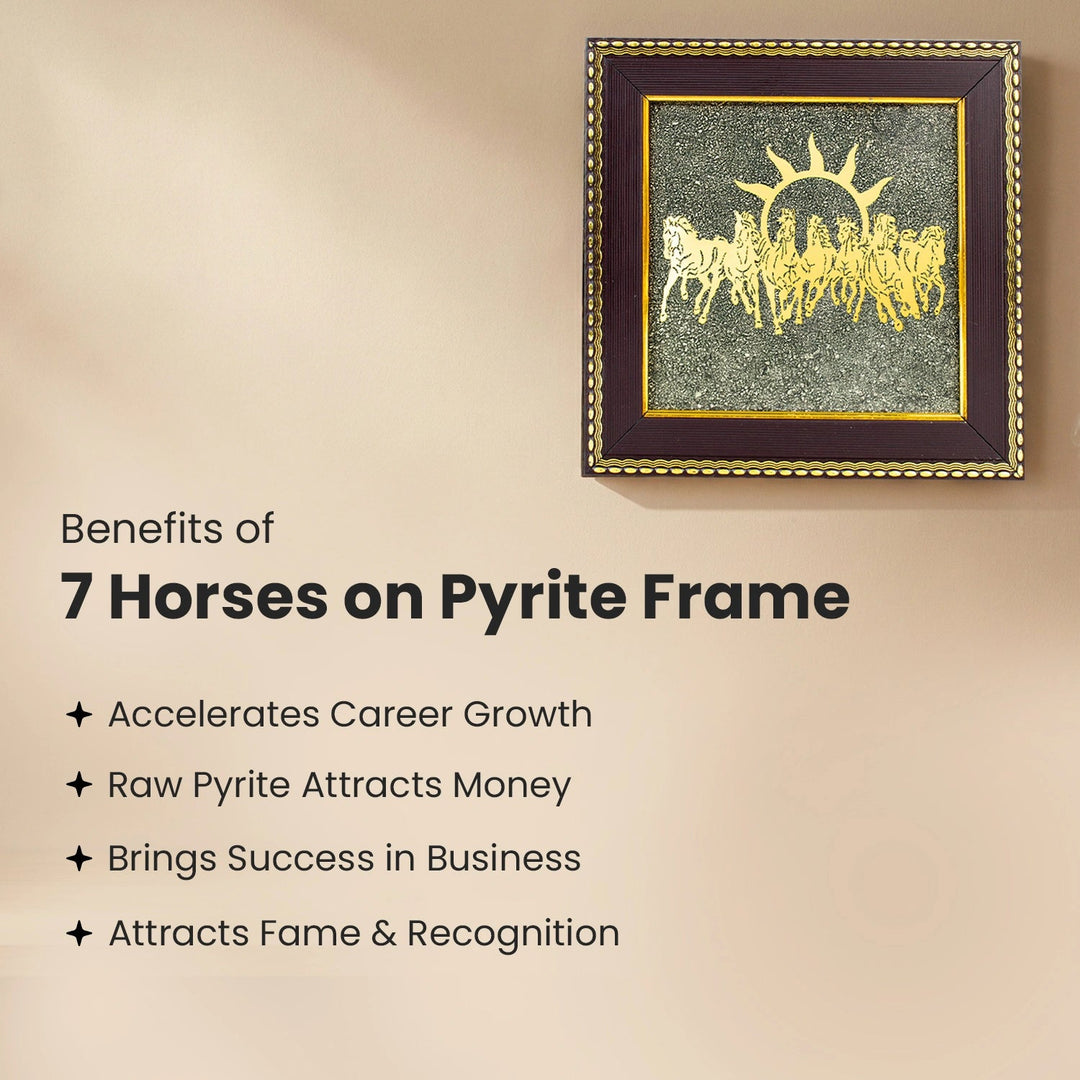 7 Horses on Raw Pyrite Frame
