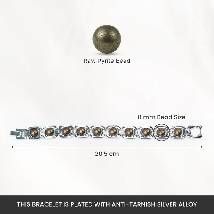 Metal Raw Pyrite Bracelet - Silver