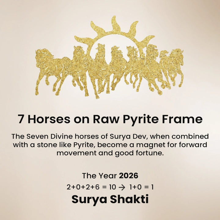 7 Horses on Raw Pyrite Frame