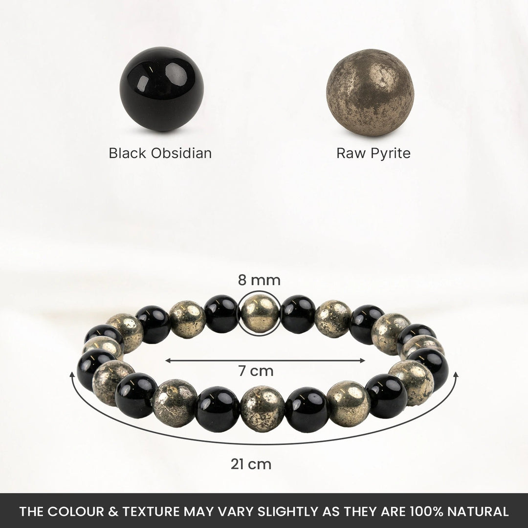 Richie Rich Bracelet with Pyrite & Black Obsidian