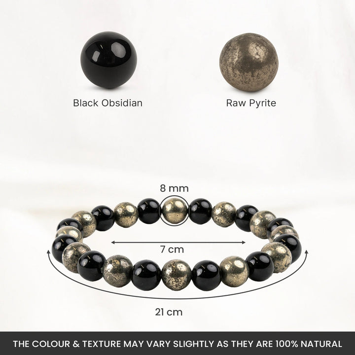 Richie Rich Bracelet with Pyrite & Black Obsidian