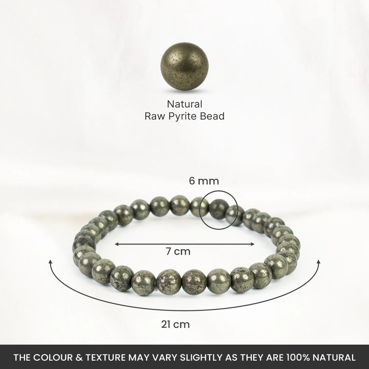 Raw Pyrite Bracelet (Women - 6mm Beads)
