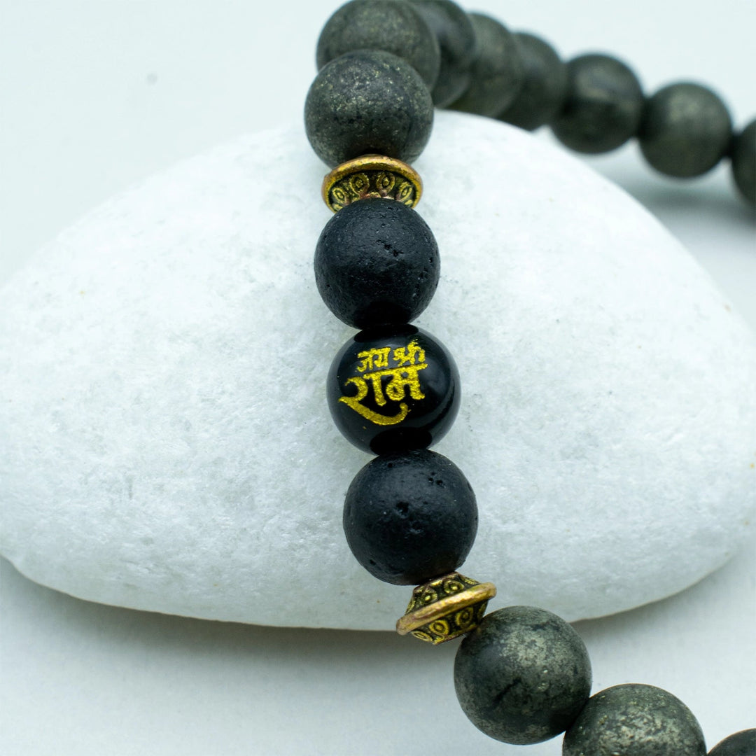 Raw Pyrite Bracelet with Raam Bead