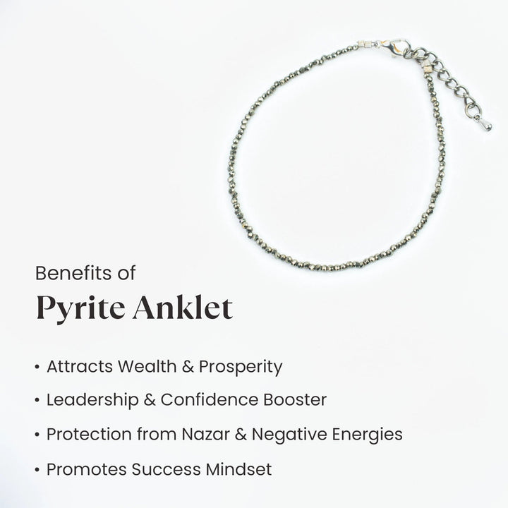Pyrite Anklet with Free Black Tourmaline Anklet with Evil Eye Charm