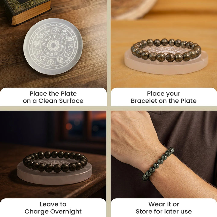 Raw Pyrite Bracelet with Selenite Plate