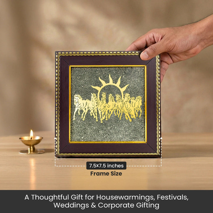 7 Horses on Raw Pyrite Frame