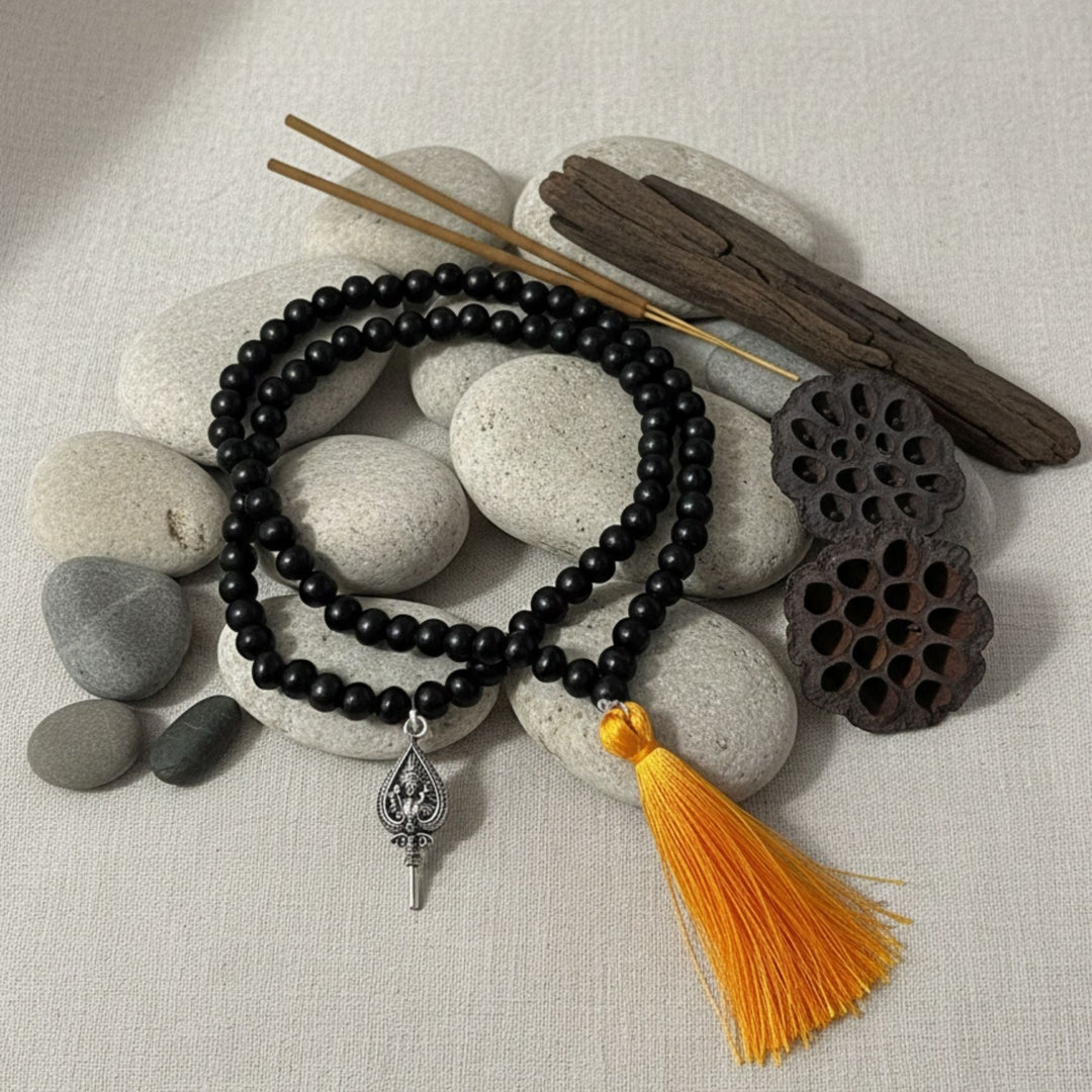 Lord Murugan Shastra Pendant with Original Karungali Jaap Malai