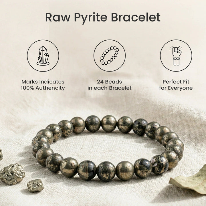 Raw Pyrite Bracelet with Buddha Mantra Bead