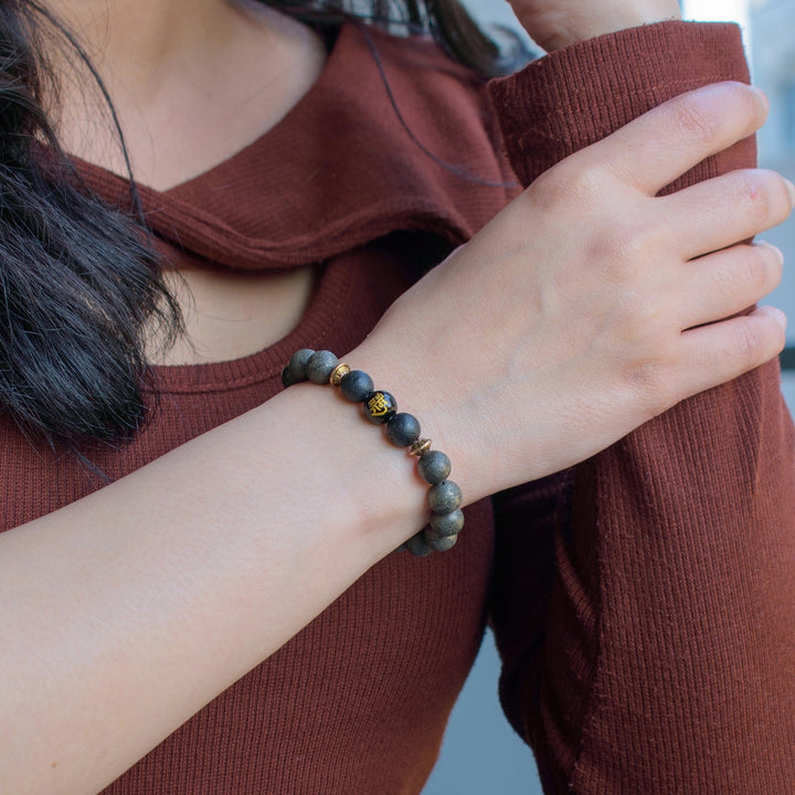 Raw Pyrite Bracelet with Raam Bead