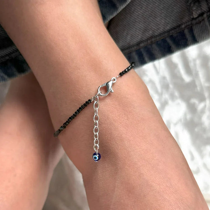 Pyrite Anklet with Free Black Tourmaline Anklet with Evil Eye Charm