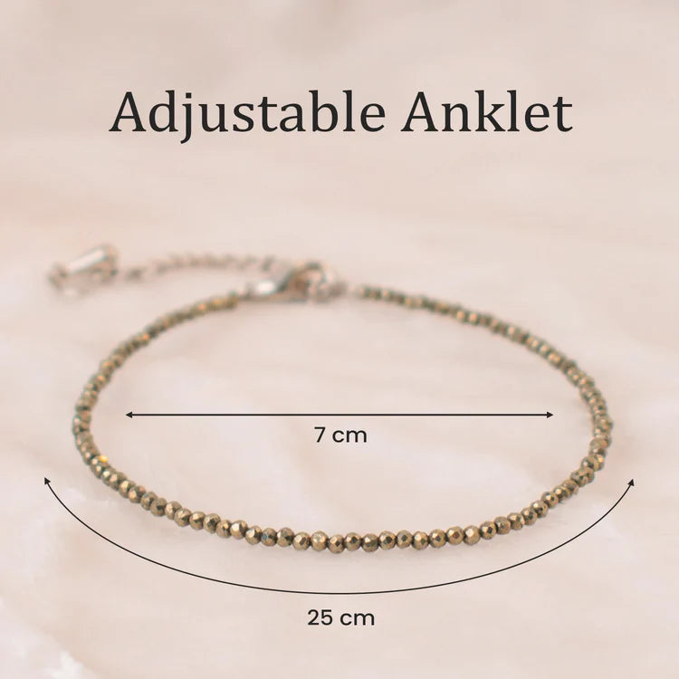 Pyrite Anklet with Free Black Tourmaline Anklet with Evil Eye Charm