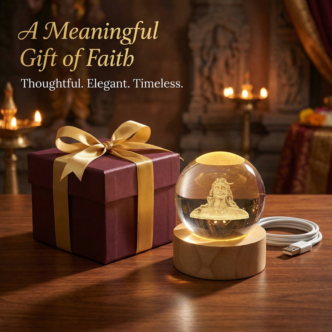 Adiyogi 3D Crystal Ball Lamp By Mokshima (FREE 1 YEAR WARRANTY)