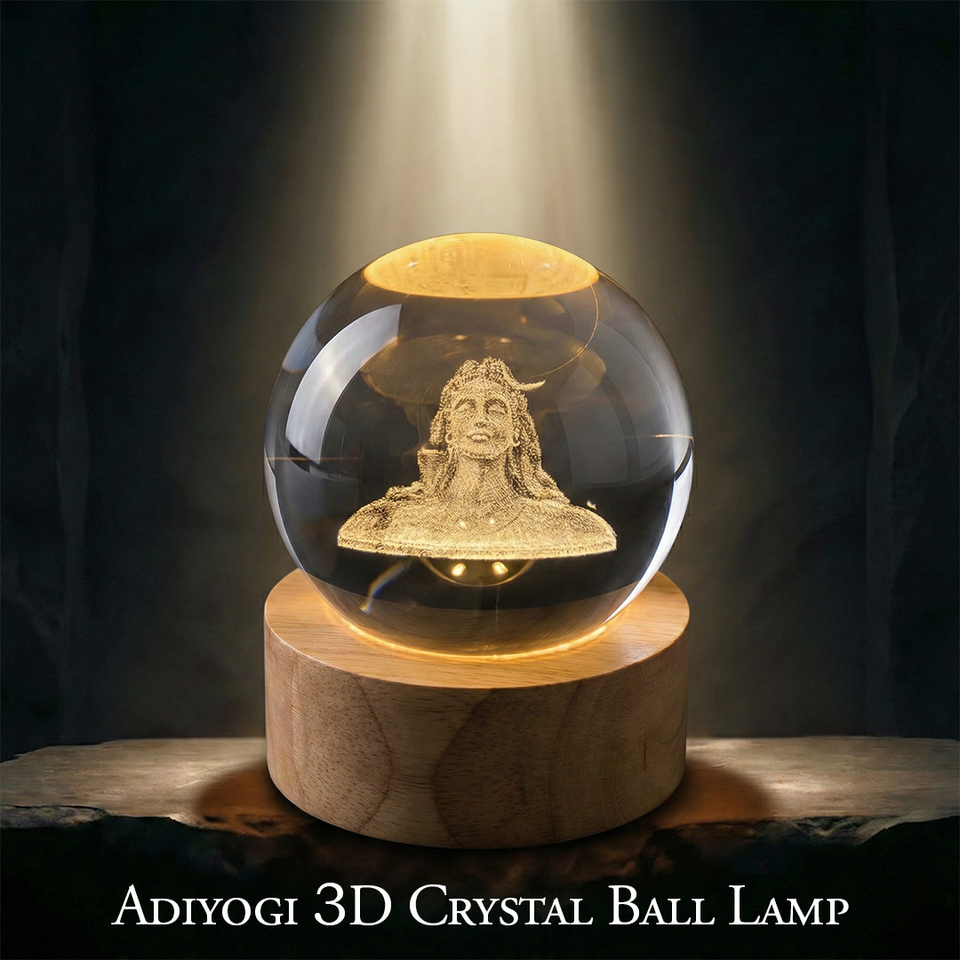 Adiyogi 3D Crystal Ball Lamp By Mokshima (FREE 1 YEAR WARRANTY)
