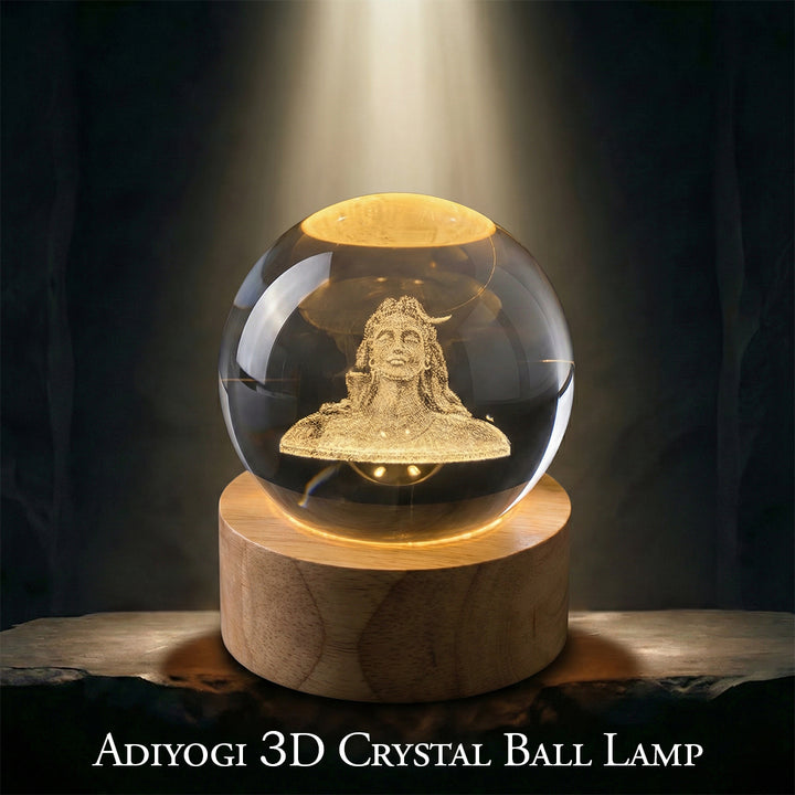 Adiyogi 3D Crystal Ball Lamp By Mokshima (FREE 1 YEAR WARRANTY)