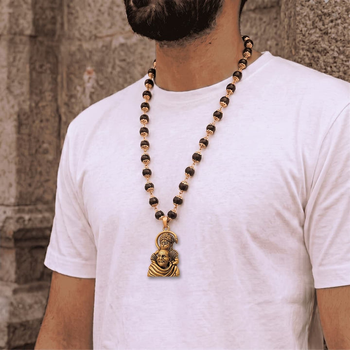 Hanumanji and Neem Karoli Baba Pendant With Karungali Mala