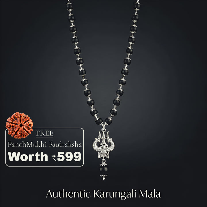 OM Shiva Trishool Karungali Mala (Buy 1 Get 1 Free Gift)