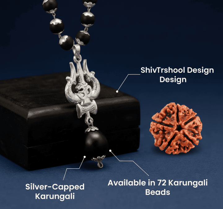 OM Shiva Trishool Karungali Mala (Buy 1 Get 1 Free Gift)