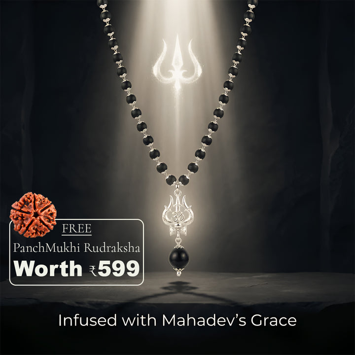 OM Shiva Trishool Karungali Mala (Buy 1 Get 1 Free Gift)